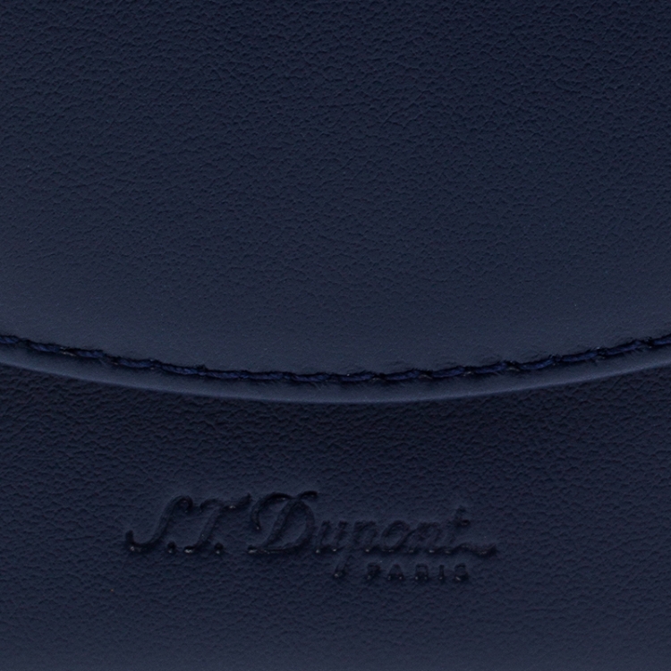 Pre Owned S.T. Dupont Navy Blue Leather Cigarette Pack Case 