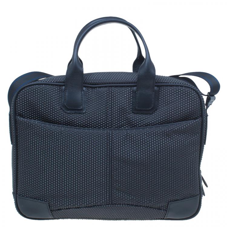 Pre Owned S.T. Dupont Black Textured Leather Laptop Bag w/ Battery Pouch