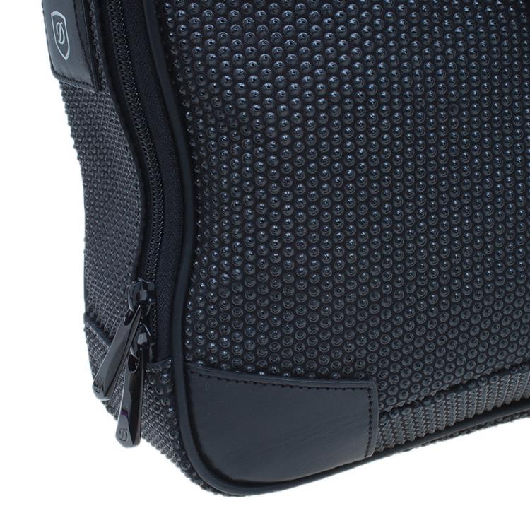 Pre Owned S.T. Dupont Black Textured Leather Laptop Bag w/ Battery Pouch