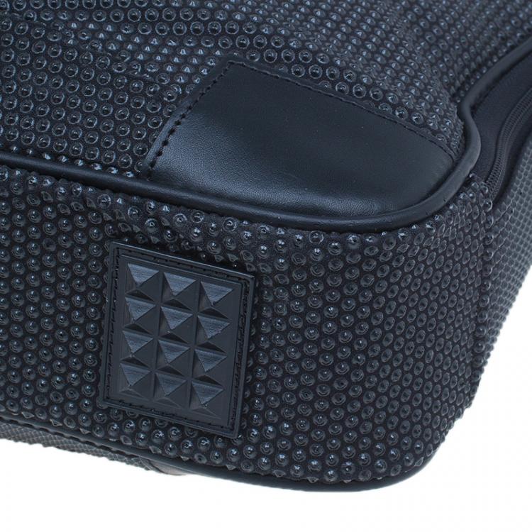 Pre Owned S.T. Dupont Black Textured Leather Laptop Bag w/ Battery Pouch