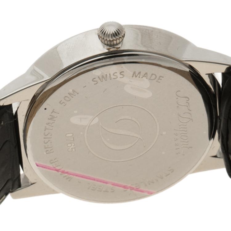 Pre Owned S.T. Dupont White Stainless Steel Men's Wristwatch 39 mm