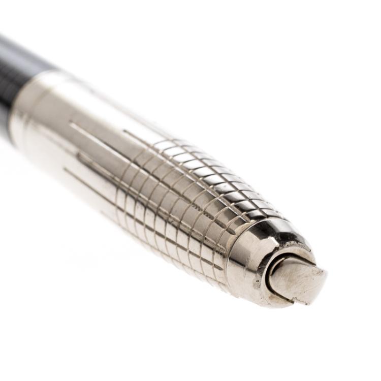 Pre Owned S.T. Dupont Textured Two Tone Metal Ballpoint Pen