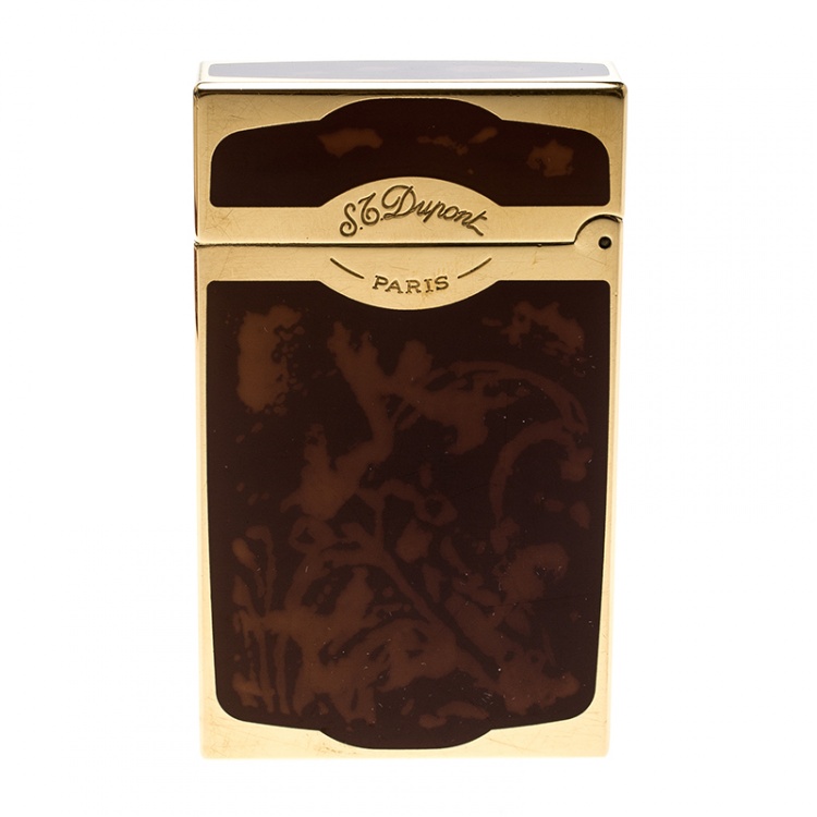 Pre Owned S.T. Dupont Brown Chinese Lacquer Line 2 - 16881 Lighter