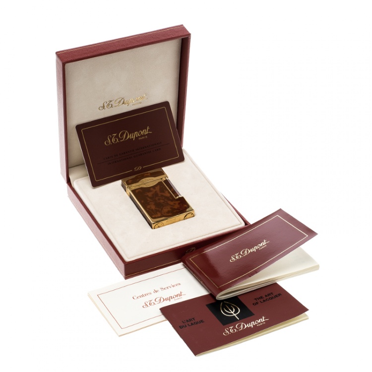 Pre Owned S.T. Dupont Brown Chinese Lacquer Line 2 - 16881 Lighter