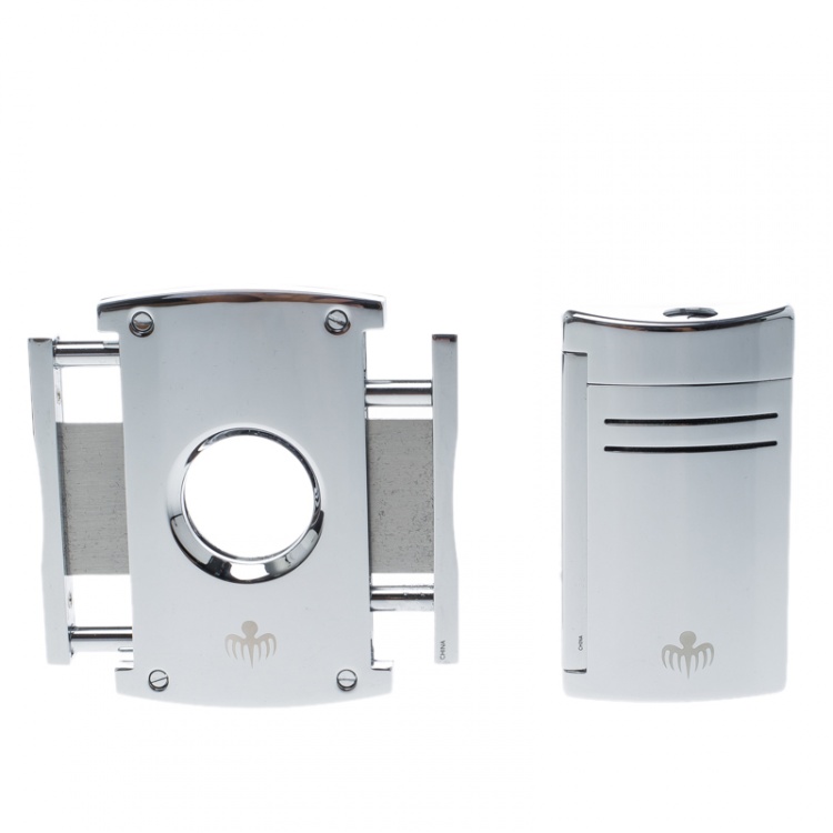 Pre Owned S.T. Dupont Spectre Silver Tone Limited Edition Torch Flame & Cigar Cutter Set