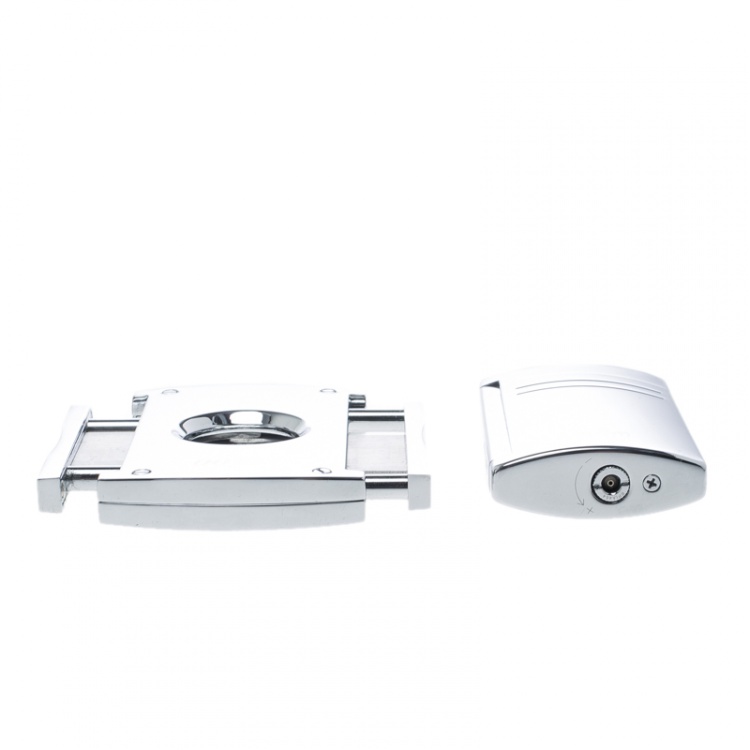 Pre Owned S.T. Dupont Spectre Silver Tone Limited Edition Torch Flame & Cigar Cutter Set