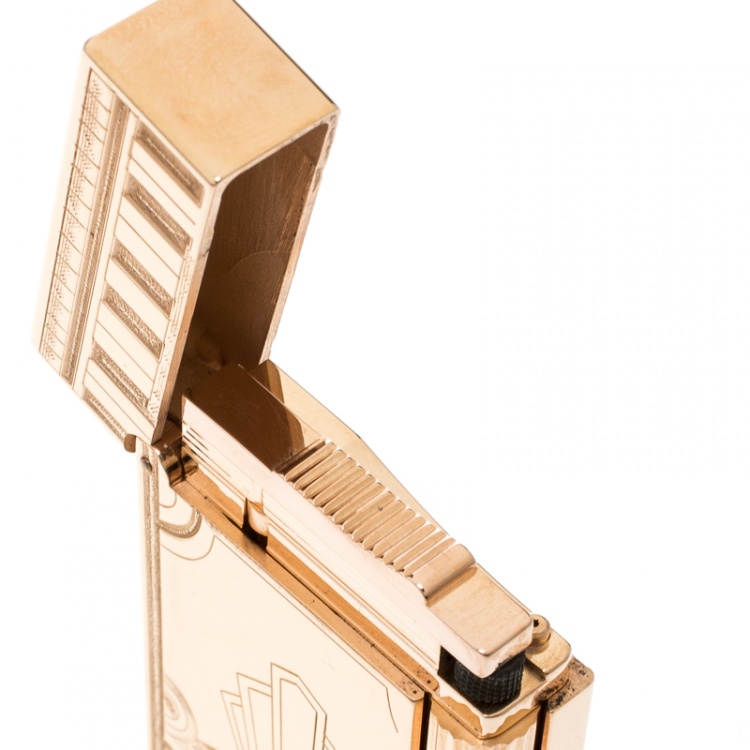 Pre Owned ST Dupont Art Deco Ligne 2 Textured Rose Gold Finish Limited Edition Lighter