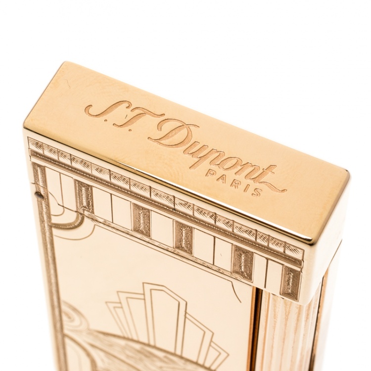 Pre Owned ST Dupont Art Deco Ligne 2 Textured Rose Gold Finish Limited Edition Lighter