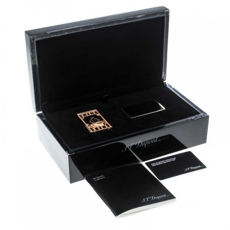 Pre Owned ST Dupont Art Deco Ligne 2 Textured Rose Gold Finish Limited Edition Lighter