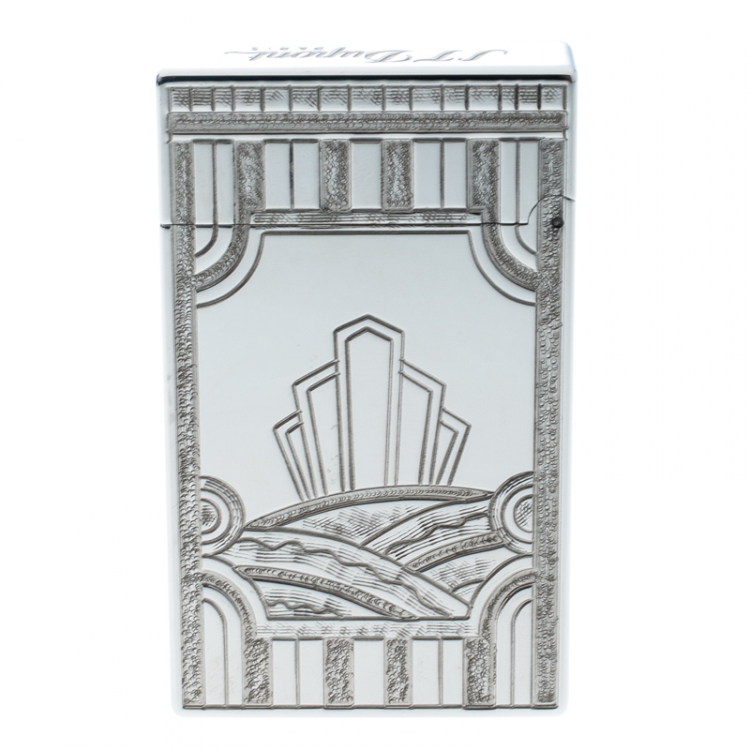 Pre Owned ST Dupont Art Deco Ligne 2 Textured Palladium Finish Limited Edition Lighter