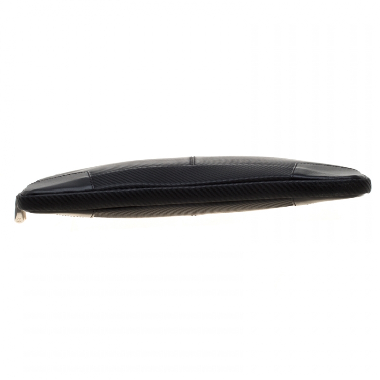 Pre Owned S.T. Dupont Black Leather Carbone Laptop Case Bag