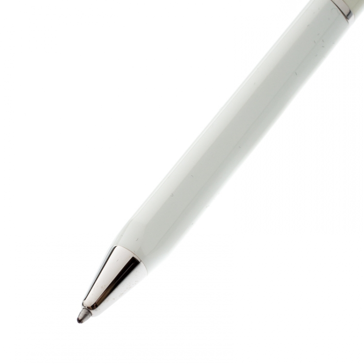 Pre Owned S.T.Dupont Karl Lagerfeld Edition White Lacquer Palladium Finish Ballpoint Pen