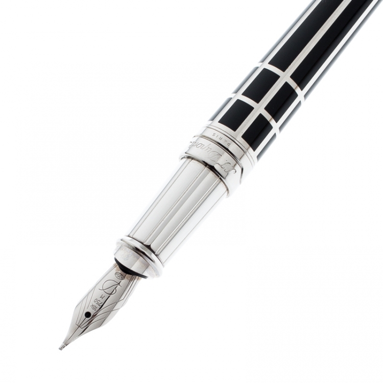 Pre Owned S.T. Dupont Defi Black Composite Palladium Finish Fountain Pen 