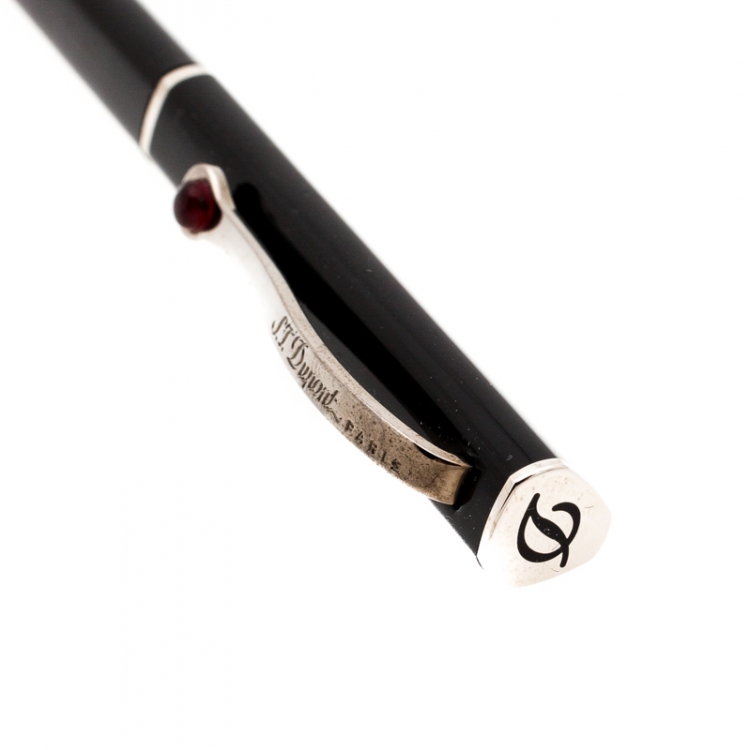 Pre Owned S.T. Dupont Mon Dupont Black Lacquer Palladium Finish Ballpoint Pen