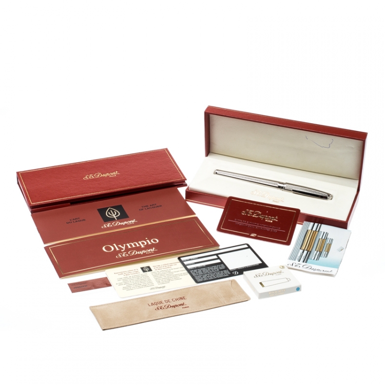 Pre Owned S.T. Dupont Olympio Textured Palladium Finish Fountain Pen