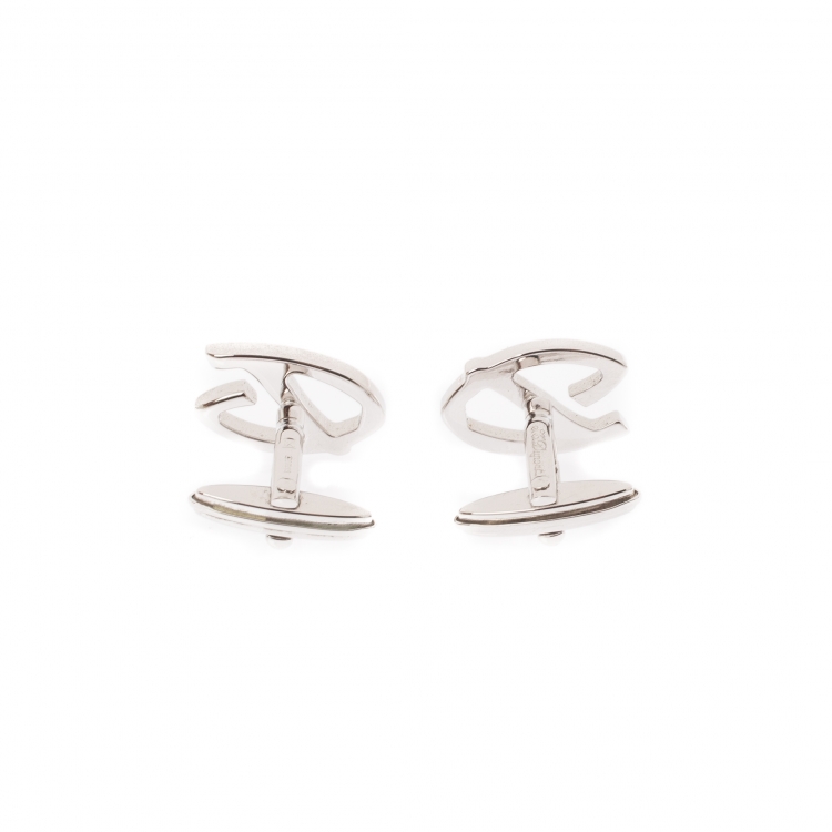 Pre Owned S.T. Dupont D Logo Silver Tone Classic Cufflinks