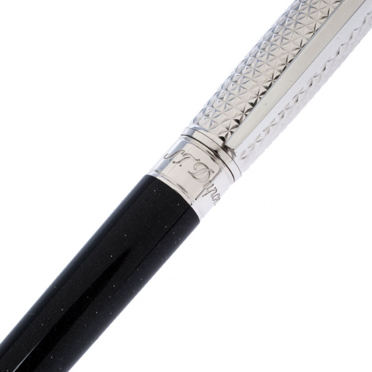Pre Owned S.T. Dupont Black Line D Palladium Plated Rollerball Pen