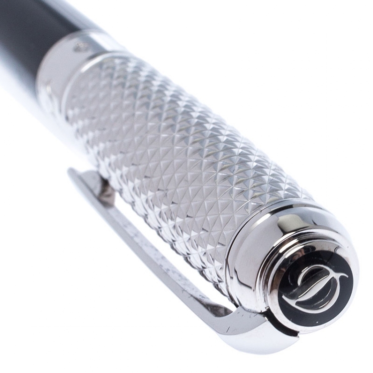 Pre Owned S.T. Dupont Black Line D Palladium Plated Rollerball Pen