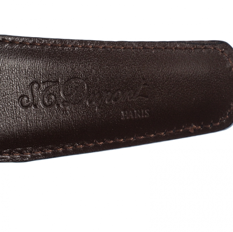 Pre Owned S.T. Dupont Black Leather Belt Size 95CM