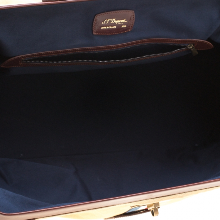 مملوكة مسبقًا S.T. Dupont Beige/Brown Canvas and Leather Bogie Duffle Bag