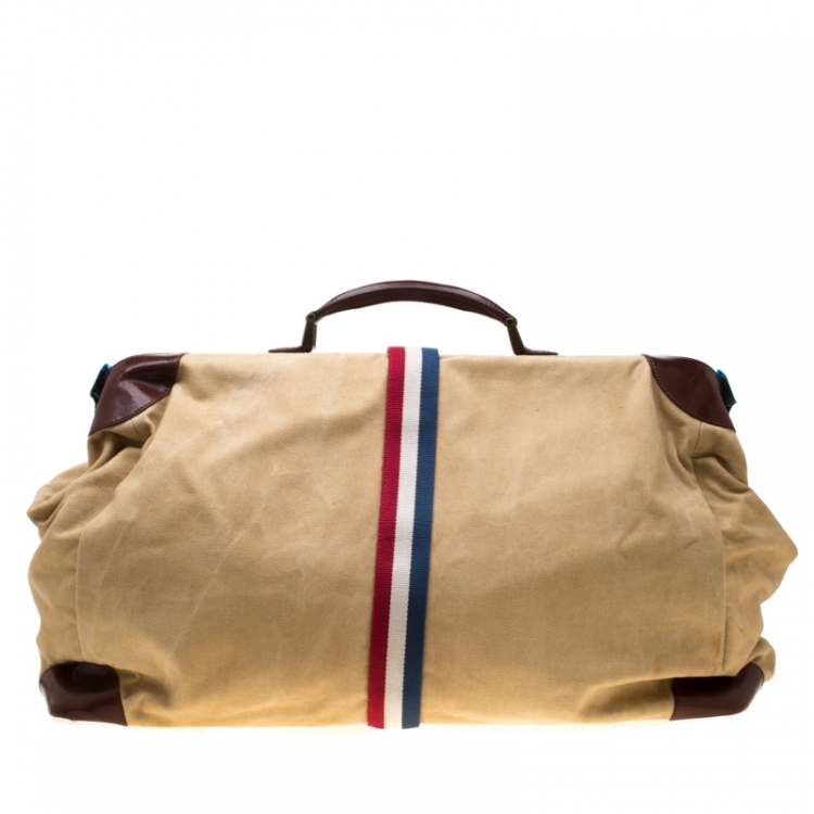 مملوكة مسبقًا S.T. Dupont Beige/Brown Canvas and Leather Bogie Duffle Bag