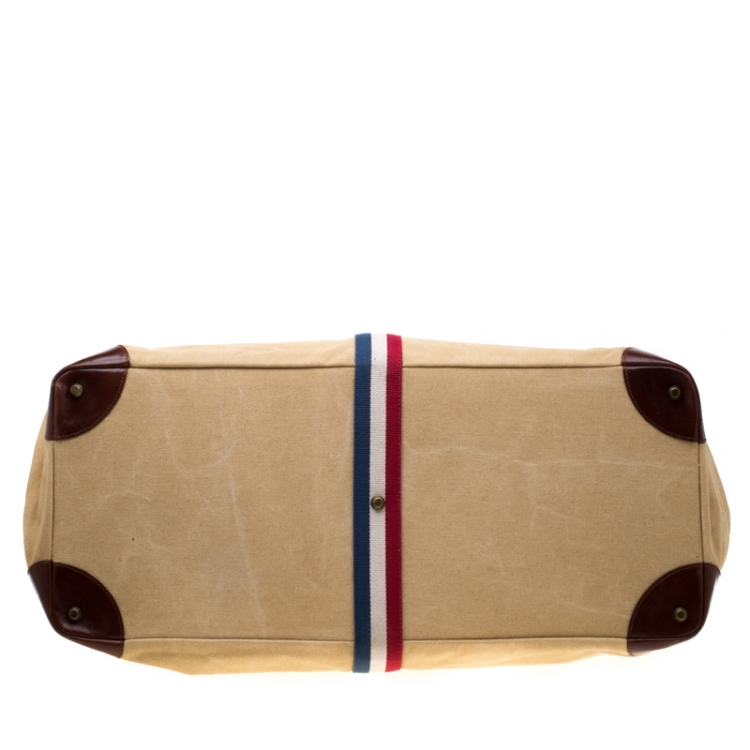 مملوكة مسبقًا S.T. Dupont Beige/Brown Canvas and Leather Bogie Duffle Bag
