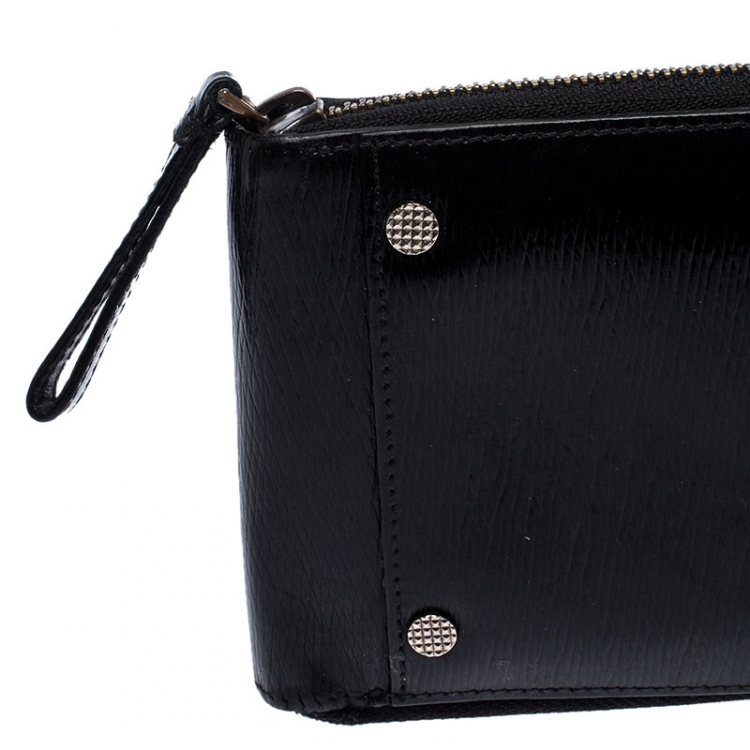 Pre Owned S.T. Dupont Black Leather Zipped Compact Wallet