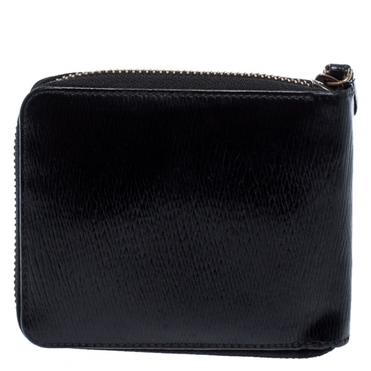 Pre Owned S.T. Dupont Black Leather Zipped Compact Wallet