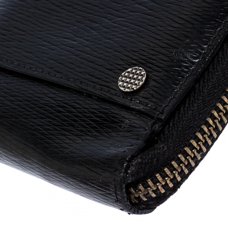 Pre Owned S.T. Dupont Black Leather Zipped Compact Wallet