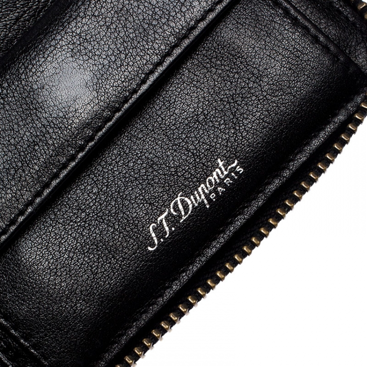 Pre Owned S.T. Dupont Black Leather Zipped Compact Wallet