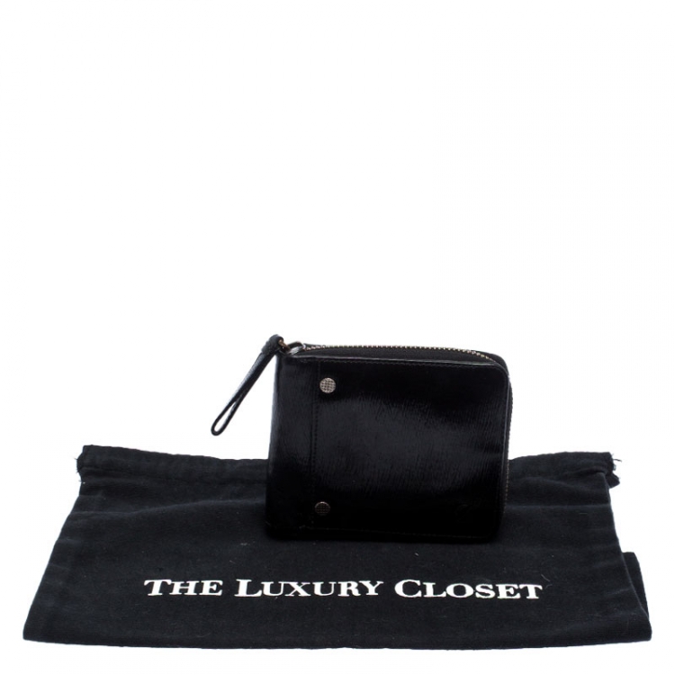 Pre Owned S.T. Dupont Black Leather Zipped Compact Wallet