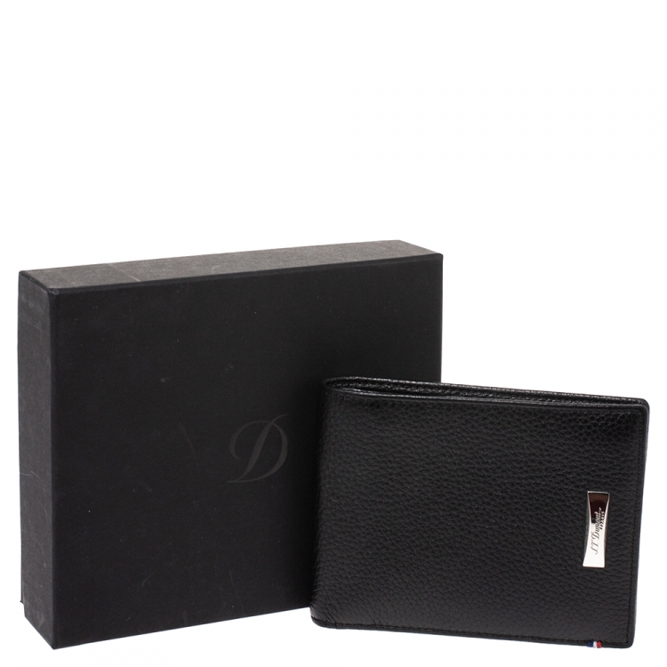 Pre Owned S.T. Dupont Black Carbon Leather Bifold Wallet