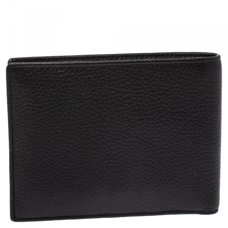Pre Owned S.T. Dupont Black Carbon Leather Bifold Wallet