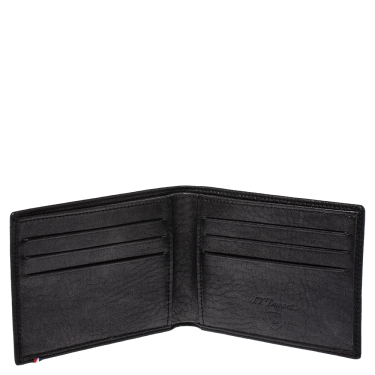 Pre Owned S.T. Dupont Black Carbon Leather Bifold Wallet