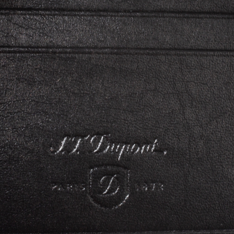 Pre Owned S.T. Dupont Black Carbon Leather Bifold Wallet