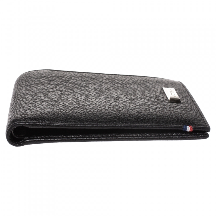Pre Owned S.T. Dupont Black Carbon Leather Bifold Wallet