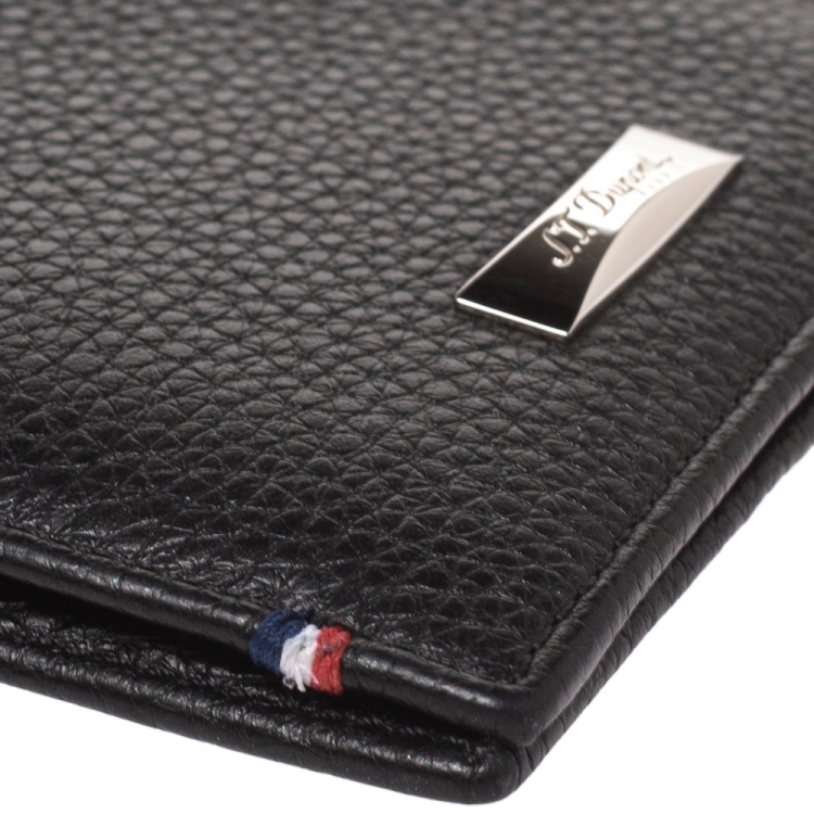 Pre Owned S.T. Dupont Black Carbon Leather Bifold Wallet