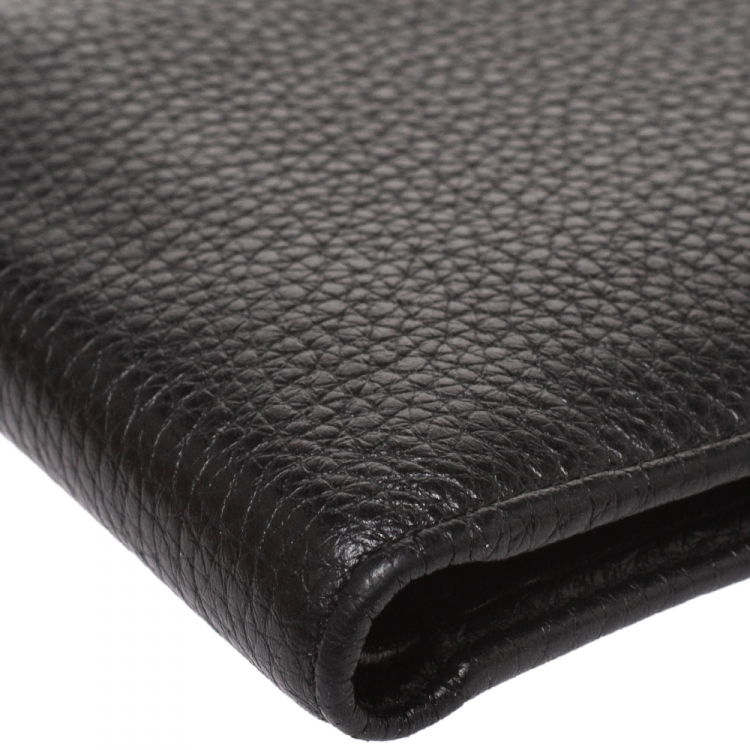 Pre Owned S.T. Dupont Black Carbon Leather Bifold Wallet