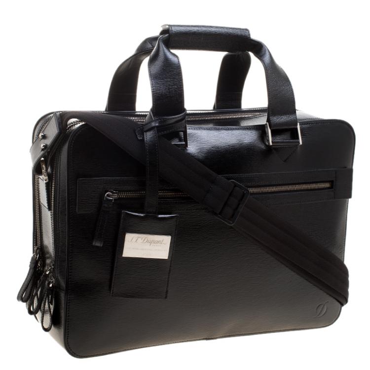 Pre Owned S.T. Dupont Black Leather Document Holder Briefcase 