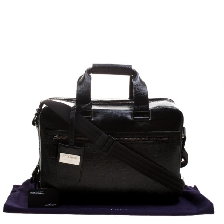 Pre Owned S.T. Dupont Black Leather Document Holder Briefcase 