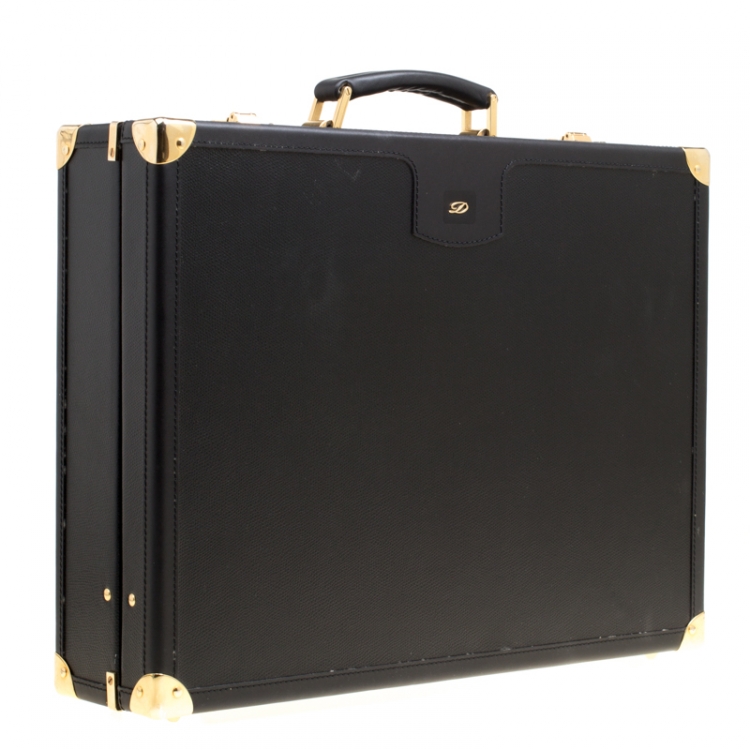 Pre Owned S.T. Dupont Black Leather Briefcase