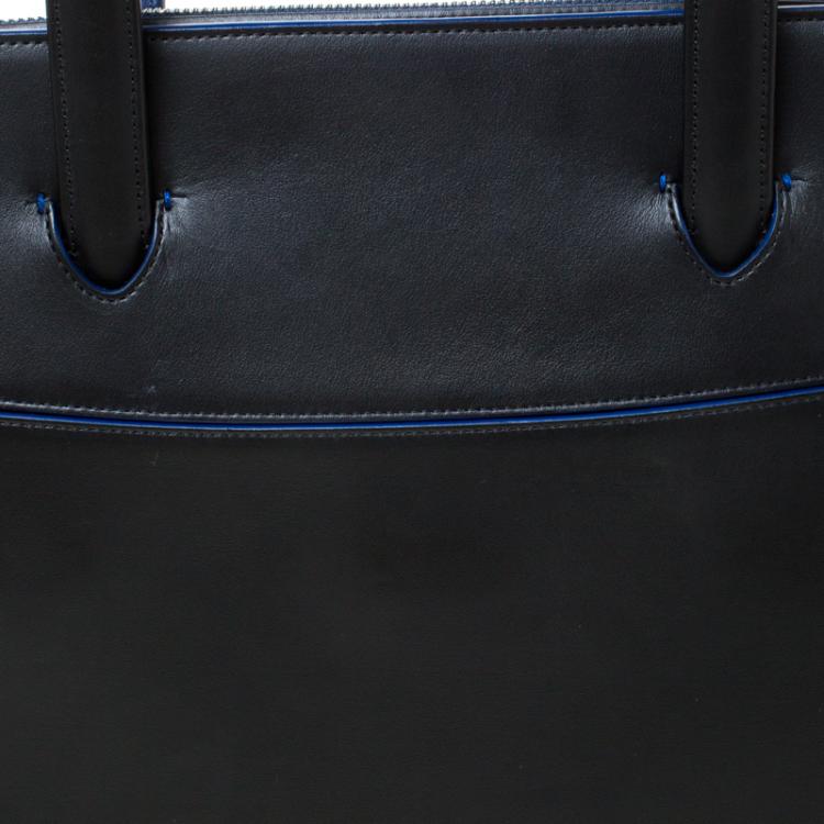 Pre Owned ST Dupont Black Leather Document Holder Line D Slim Briefcase