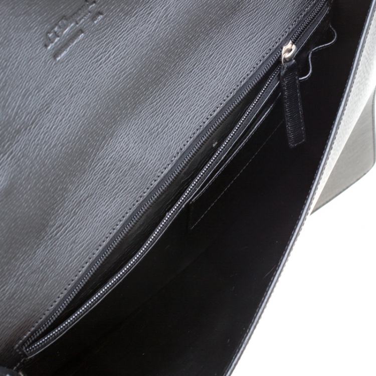 Pre Owned S.T. Dupont Black Leather Line D Gusset Briefcase