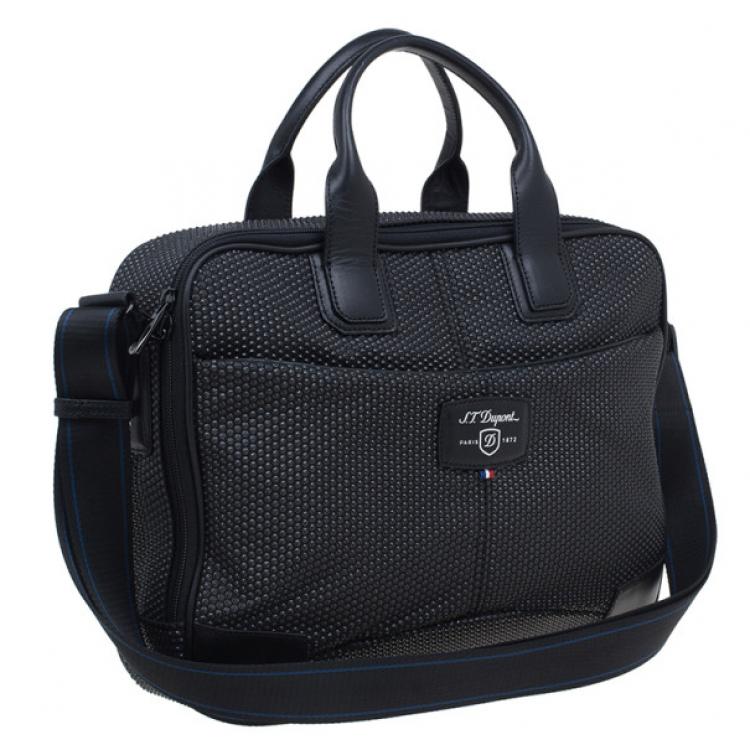 Pre Owned S.T. Dupont Black Leather Laptop Bag