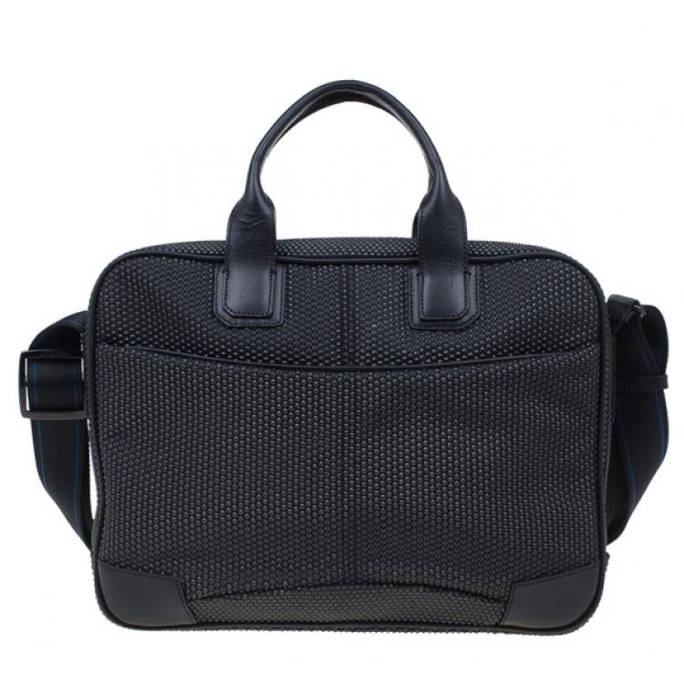 Pre Owned S.T. Dupont Black Leather Laptop Bag