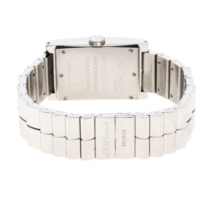 Pre Owned S.T. Dupont Silver  Stainless Steel 151F1CU83 Men's Wristwatch 25 mm
