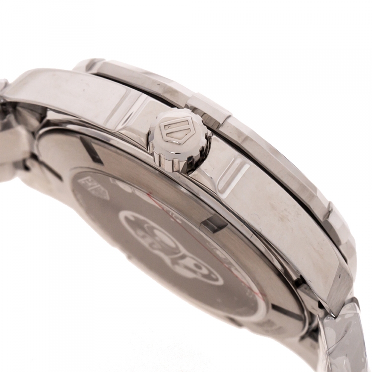 Pre Owned Tag Heuer Black Stainless Steel Aquaracer Caliber 7 GMT WAY201F.BA0927 Men's Wristwatch 44 mm