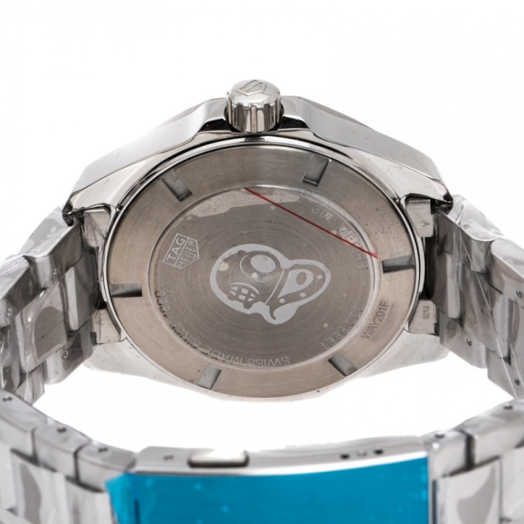 Pre Owned Tag Heuer Black Stainless Steel Aquaracer Caliber 7 GMT WAY201F.BA0927 Men's Wristwatch 44 mm