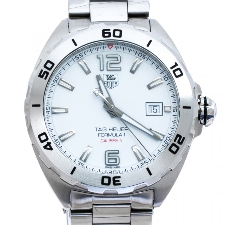 Pre Owned Tag Heuer White Stainless Steel Formula 1 WAZ1114.BA0875 Men's Wristwatch 41 mm
