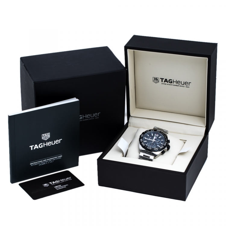 Pre Owned Tag Heuer Black Stainless Steel Formula 1 CAZ1010.BA0842 Chronograph Men's Wristwatch 43 mm